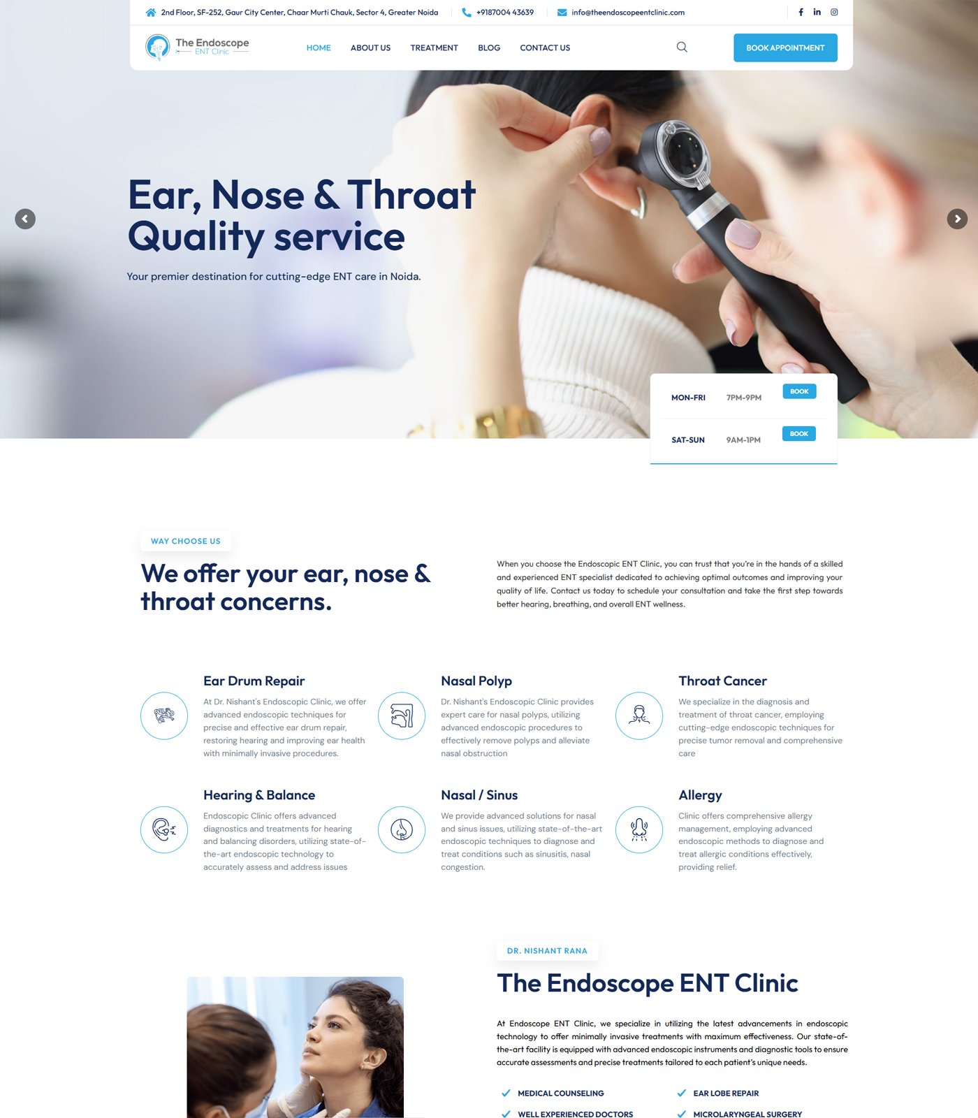 The Endoscope ENT Clinic — medical website built by DoubleSure
